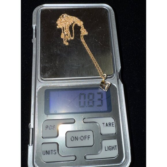 14k Solid Gold Twisted Chain Necklace With Round Cubic Zirconia Pendant - Picture 10 of 12